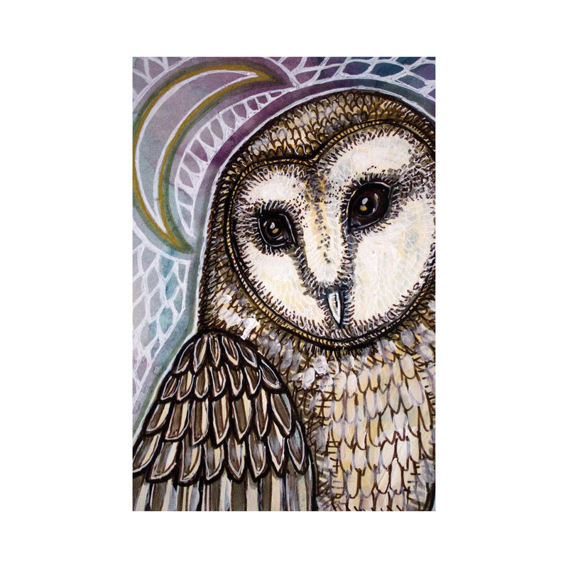 Crescent Moon And Owl by Lynnette Shelley - Wrapped Canvas Painting, 30.48cm H x 20.32cm W x 1.905cm D
