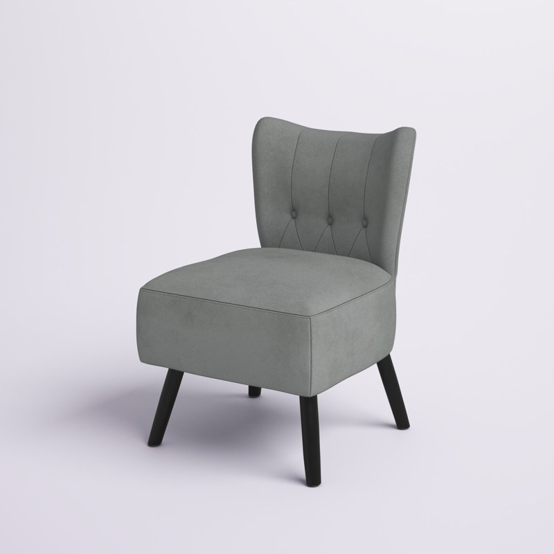Dechane 22.5" Modern & Contemporary Accent Chair with Velvet Fabric Upholstery, Button-Tufted Back, Foam Over Pocket Coils
