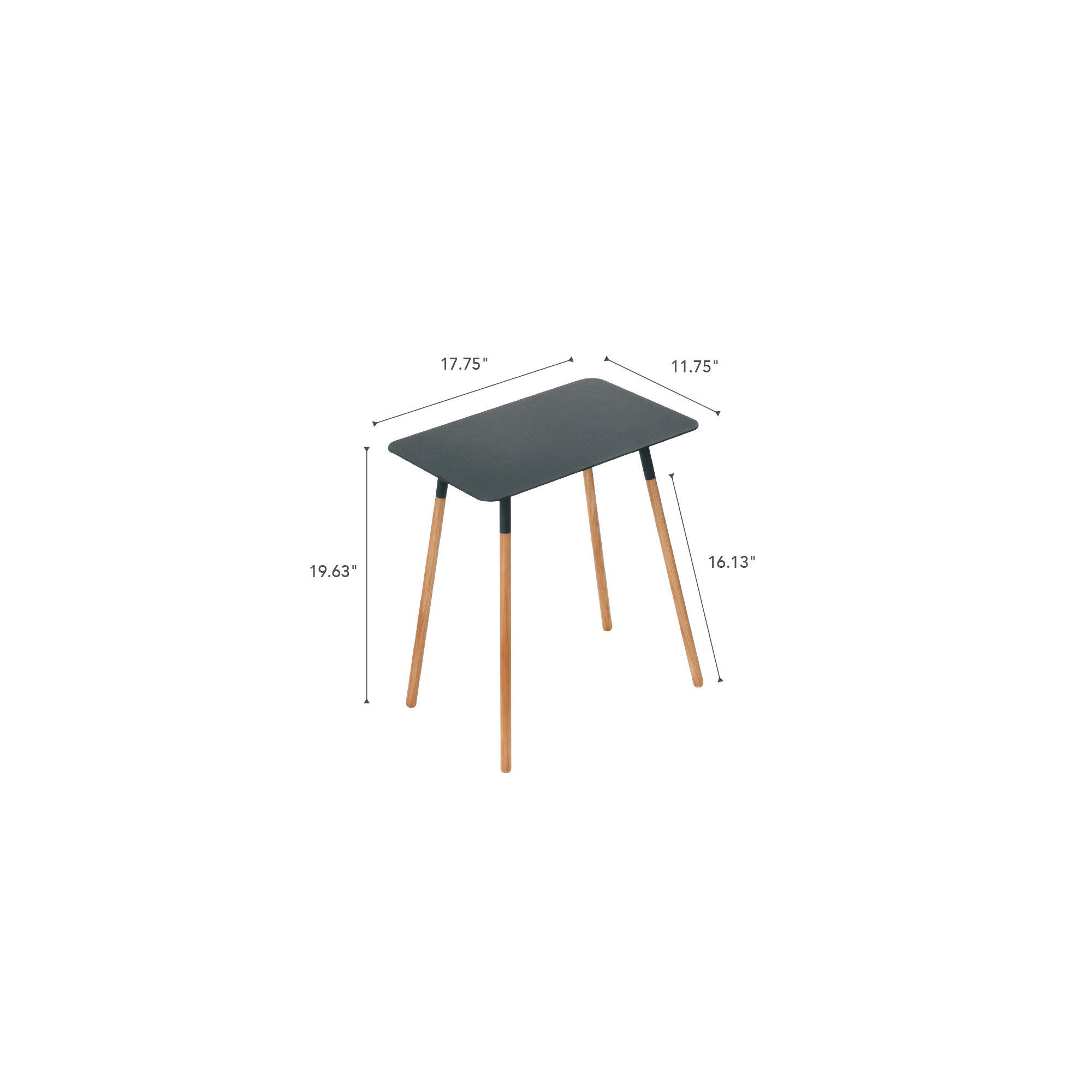 Yamazaki Home Modern Rectangular Side Table For Living Room Or Small Bedside Steel + Wood End Table, Black