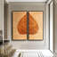 Diptyque botanique surdimensionné à feuilles d'automne en orange brûlé - ensemble de 2 reproductions d'art encadrées sur toile 60 po x 20 po x 2 pièces, 60 po x 30 po x 2 pièces-1359780059-1359538581