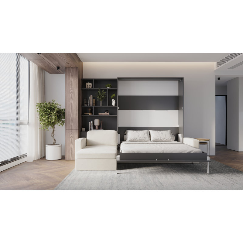 Neidelin Upholstered Bed, Grey/Cream