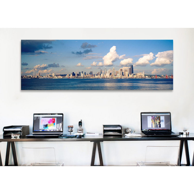 «Buildings at the Waterfront Elliott Bay, Seattle, Washington State, 1996 - impression sur toile tendue, Toile tendue