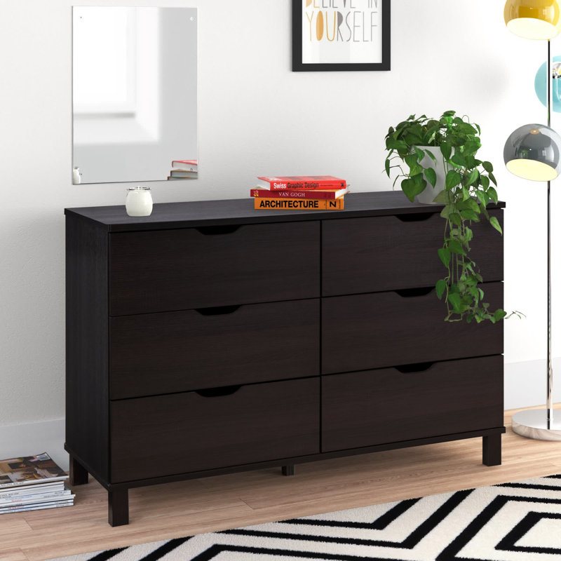 Commode de rangement à 6 tiroirs Fleeman, Brun foncé