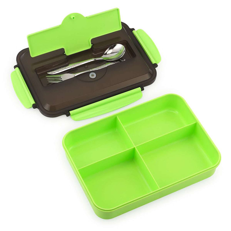 Contenant alimentaire réutilisable avec ustensiles pour enfants 4 adultes 1400 ML Bento, Vert