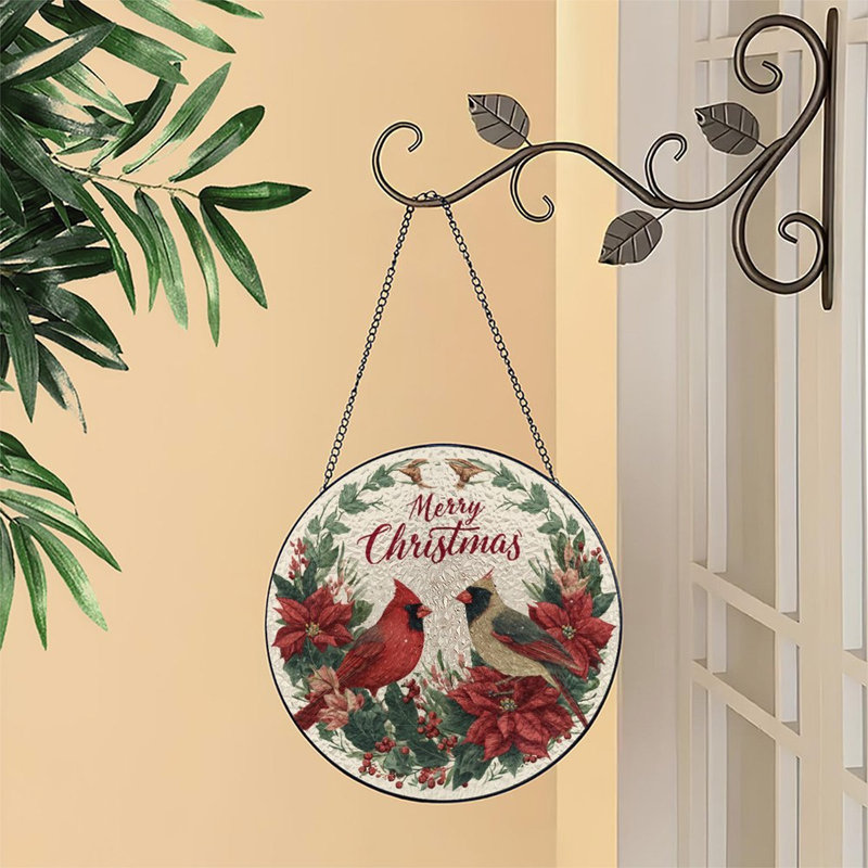 Merry Christmas Cardinals Wreath, 9,8 x 9,8 po (25 x 25 cm)