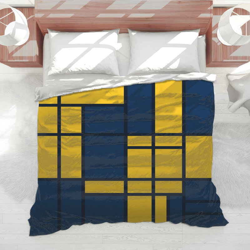 Yellow Blue Grid Comforter, Twin Extra Long