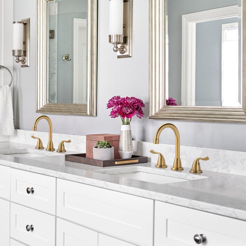 2-handle Bathroom Faucet with Drain Assembly, Brushed Gold
