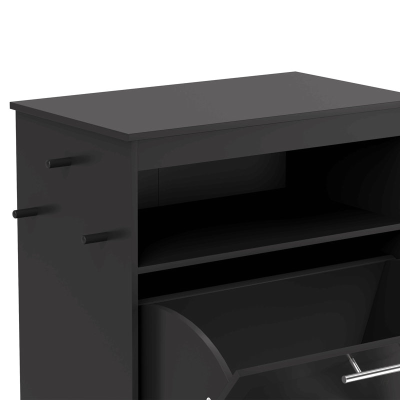 Armoire de rangement pour animaux, avec bols surélevés pour chien, noir, Black
