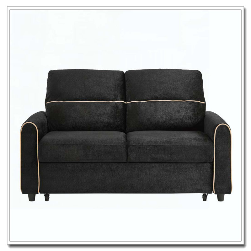 58-inch Chenille Pull Out Sofa Bed, Black