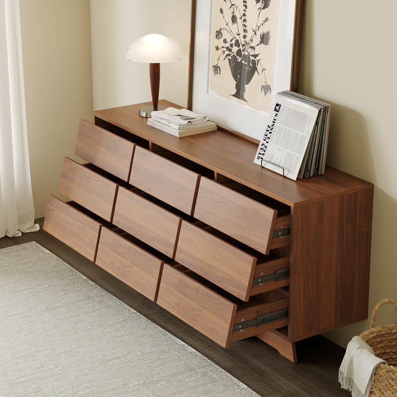 59" Buffet Cabinet with 9 Drawers, Wood Sideboard Large Console Table For Kitchen And Living Room