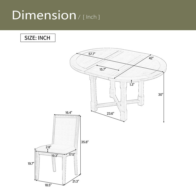 Table de salle à manger extensible 5 pièces pour 4 personnes, table de salle à manger ronde pour 4 personnes avec chaises rembourrées