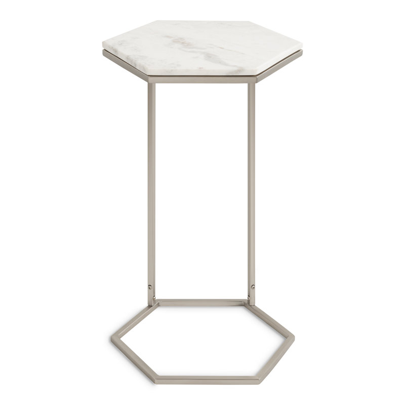 Cemaliye Marble Top End Table, Silver