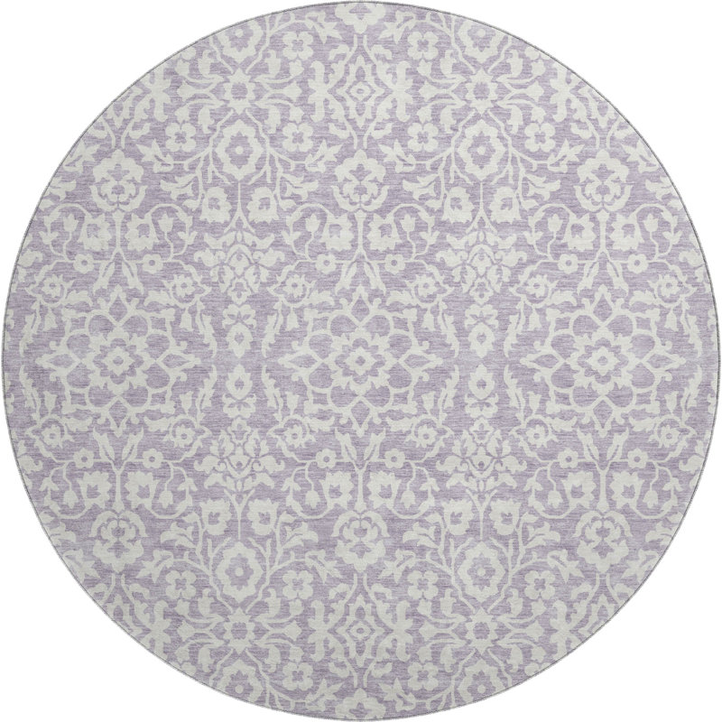 Tapis lavande Prisco lavable à la machine de qualité supérieure, Rond 8 pi