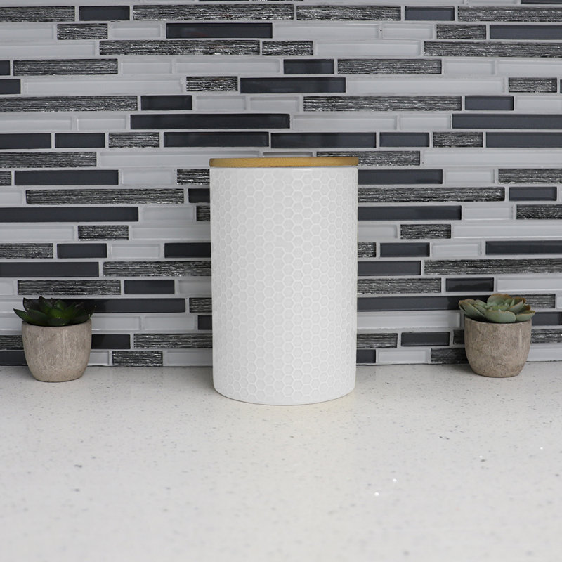 Pot de cuisine en céramique Honeycomb, H 7,75 po x l 5 po x P 5 po, Blanc