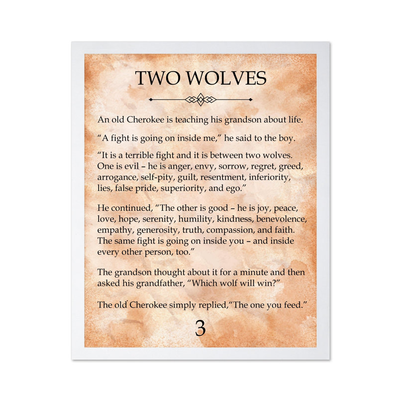 Deux loups, Affiche, Encadrement blanc, H 08 po x l 10 po
