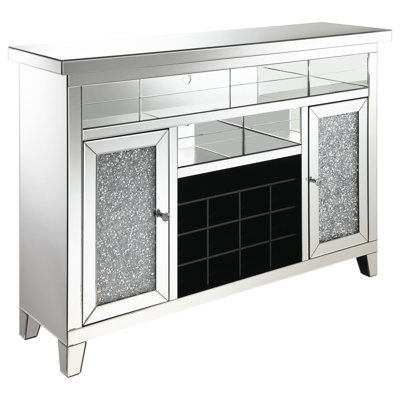 Barre de rangement de vin à miroir à 2 portes DEL de qualité supérieure Craftsmanship - argent Melinda