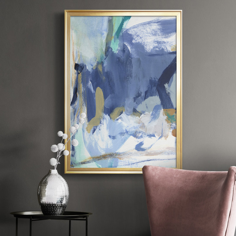 Toile encadrée de qualité supérieure Blue Room II - prête à être accrochée, H 42,5 po x l 30,5 po x P 1 po, Or