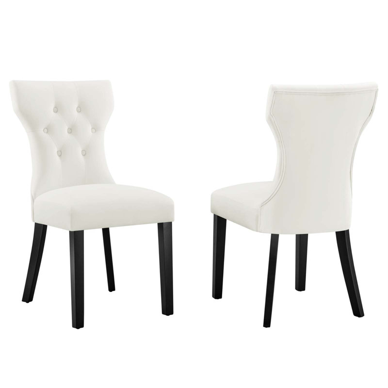 Modway Silhouette Performance Velvet Dining Chairs, White