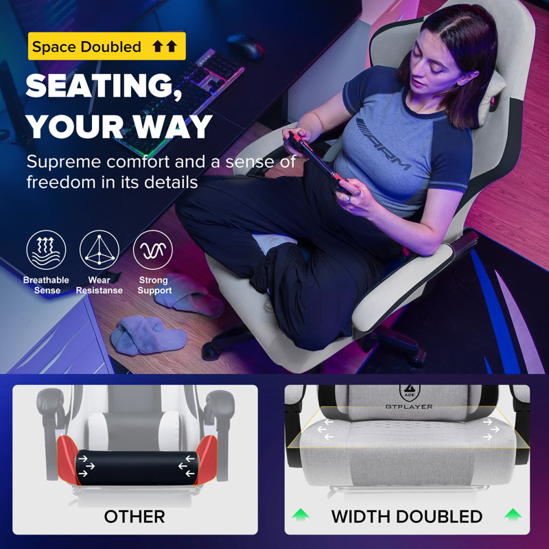 GTPLAYER Racing Chair, Grey/Black