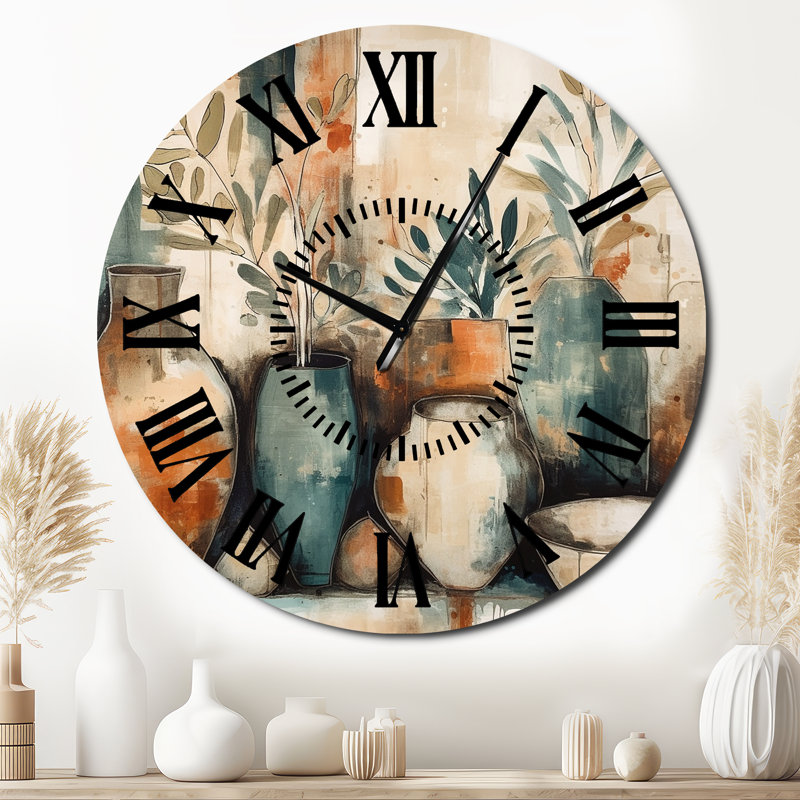 Horloge murale orange et verte, Surdimensionné