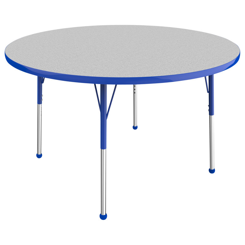 Table ronde à hauteur réglable, 48", Gris / bleu, Standard Ball Glide