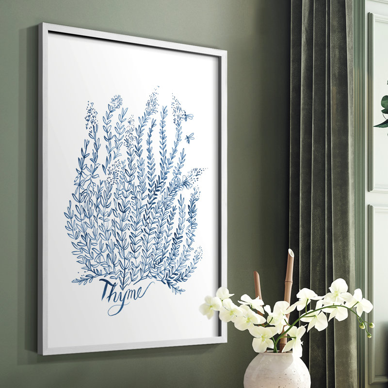 «Summer Herb Garden Sketches IV», reproduction encadrée - bois massif, Blanc, H 20 po x l 16 po