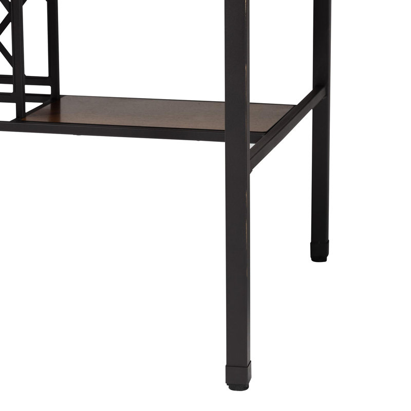 Baxton Studio Vintner Industrial Brown And Black Pub Table With Built-In Wine Cage