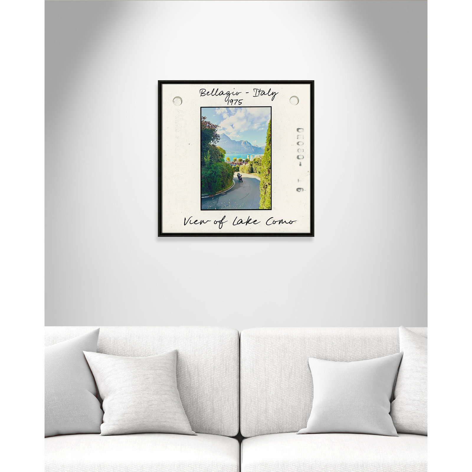 Travel Slide Collection "Bellagio, Italy - Lake Como" Print, Espresso Floater Framed Canvas, 25.5" H x 25.5" W x 2" D