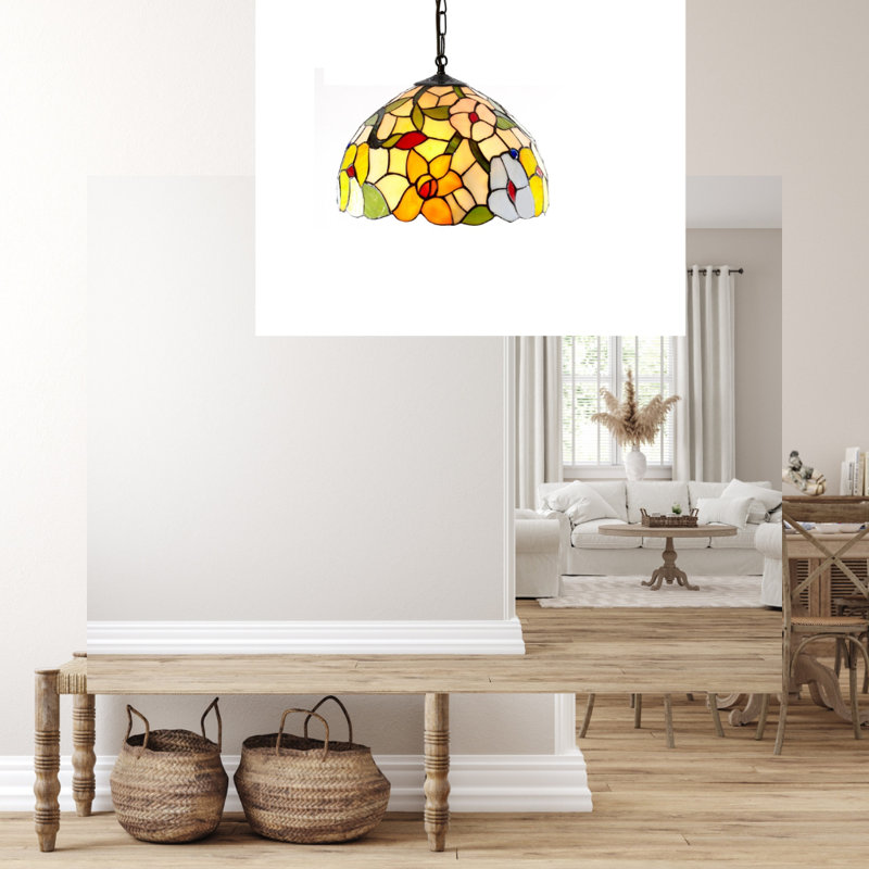 Eric 1 - Light Stained Glass Dome Pendant