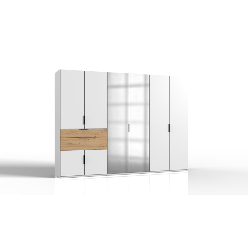Arianit 8 Door Manufactured Wood Wardrobe, White/Artisan Oak