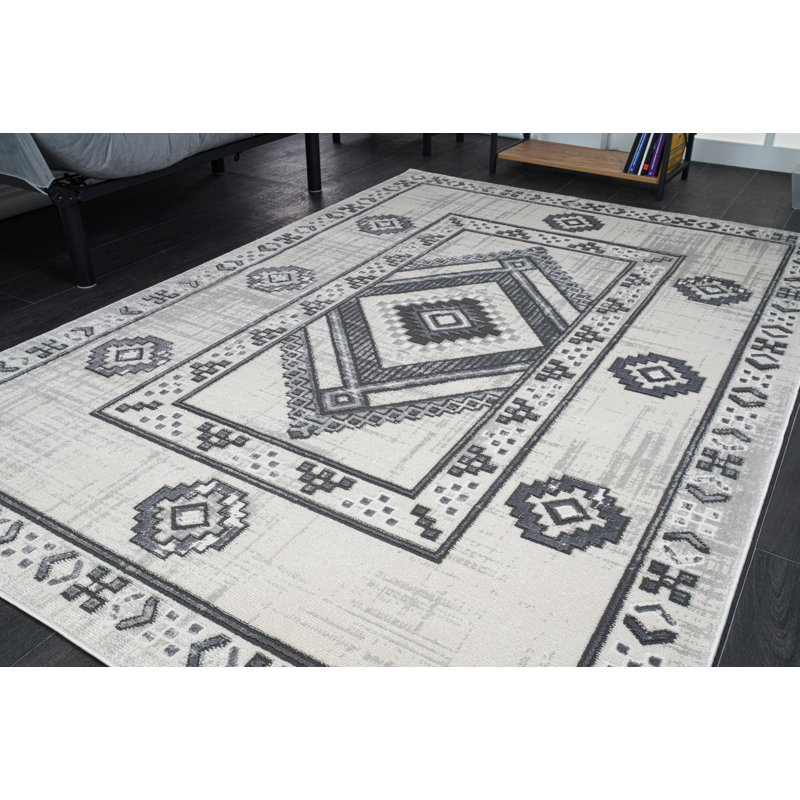 Tapis oriental gris / noir Purcellville, Rectangle 9 pi x 12 pi 6 po