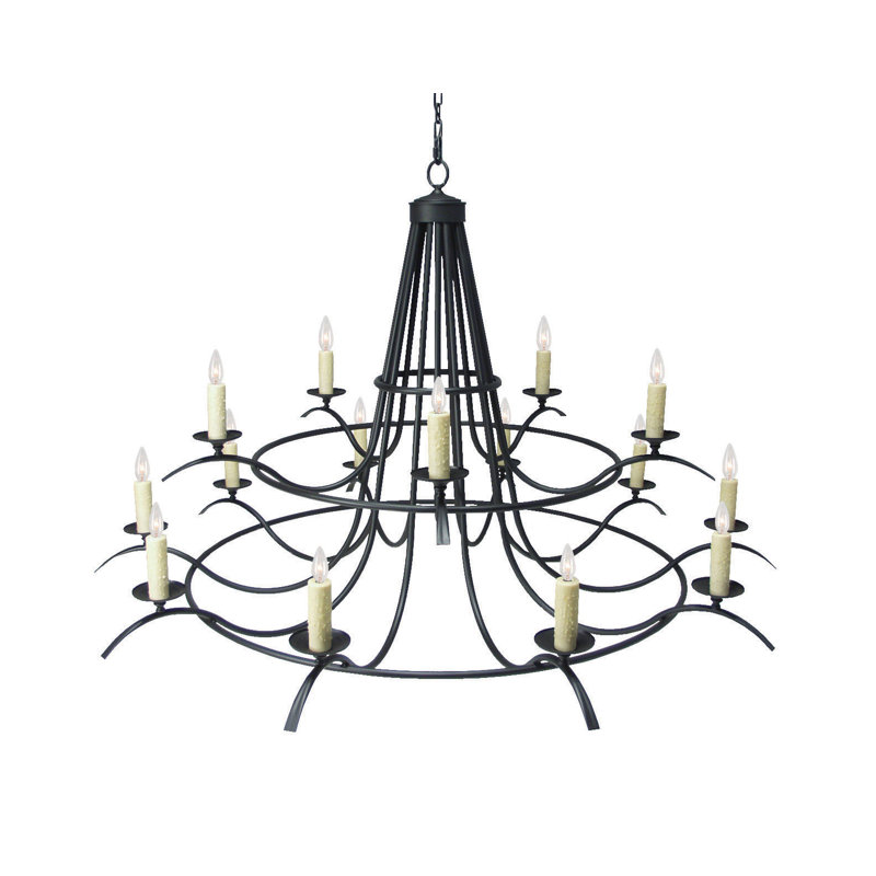 Octavia 15 - Light Chandelier, Blackwash, No Shade