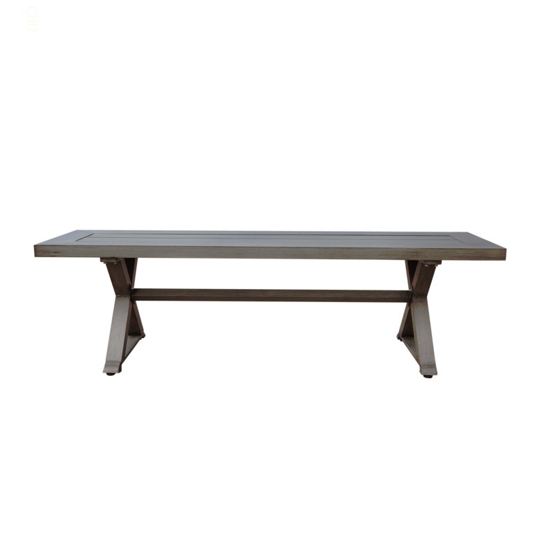 Modern Outdoor Aluminum Dining Bench, Dark Gray