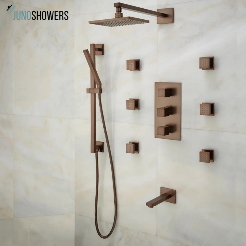 Modern Wall-Mount Shower System with Ultra-Thin Rainfall Head and Anti-Scald Valve