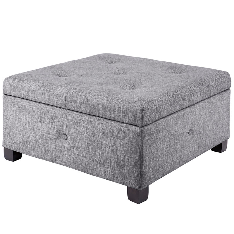 Tissu gris anthracite avec compartiment de rangement - fermeture en douceur, couleur de conception en bois massif et contreplaqué, fermeture