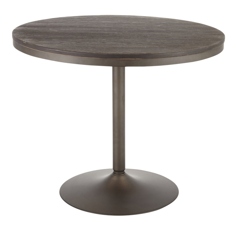 Chambord Round Metal Base Dining Table, Antique/Espresso