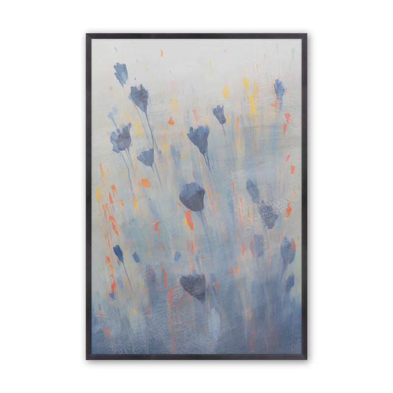 Imprimé Blue Blooms Rising II, H 17,25 po x l 13,25 po, Zinc patiné