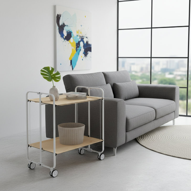 Mald Serving Cart, Grey, Beech