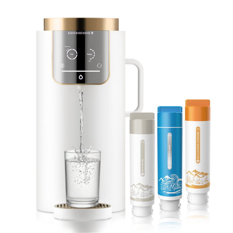 Système de minéralisation de l'eau par osmose inversée NatureFlow F40 comptoir - avec activation de minéraux naturels, filtration par osmose inverse en 10 étapes, filtration de l'eau alcaline, rapport pur / drain 4: 1 et système d'OI à 5 températures