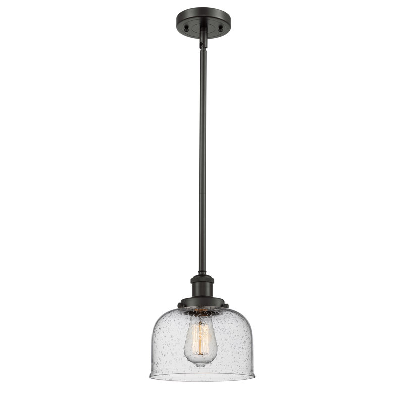 Mini luminaire suspendu en forme de tige 8 po Ballston Urban Bell, Ampoule non incluse, Grainé, Bronze frotté à l'huile