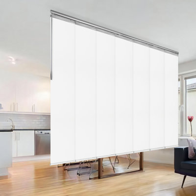 Laci White 7-Panel Single Rail Panel Track Extendable 58"-98"W x 91.4"H, Panel width 15.75"
