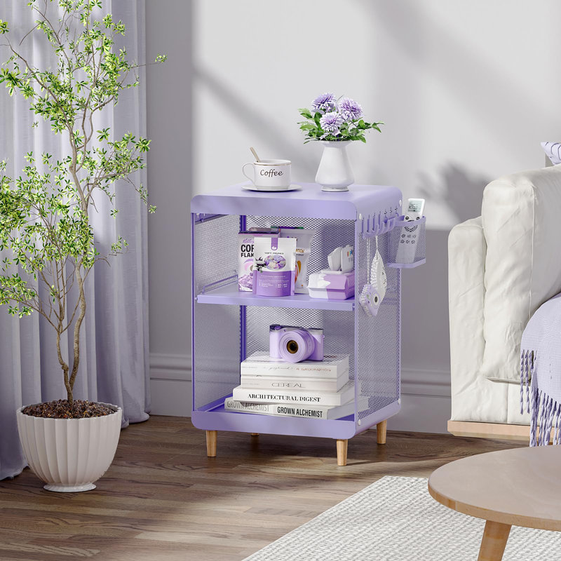 Cute Bedside Nightstand Table, Purple