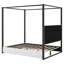 Lit plateforme à baldaquin en velours Alwyn Home l 63,4 po x P 83 po x H 77,7 po