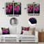 Fleurs fuchsia en noir et rose - ensemble d'art mural en métal fuchsia de 3-875294982