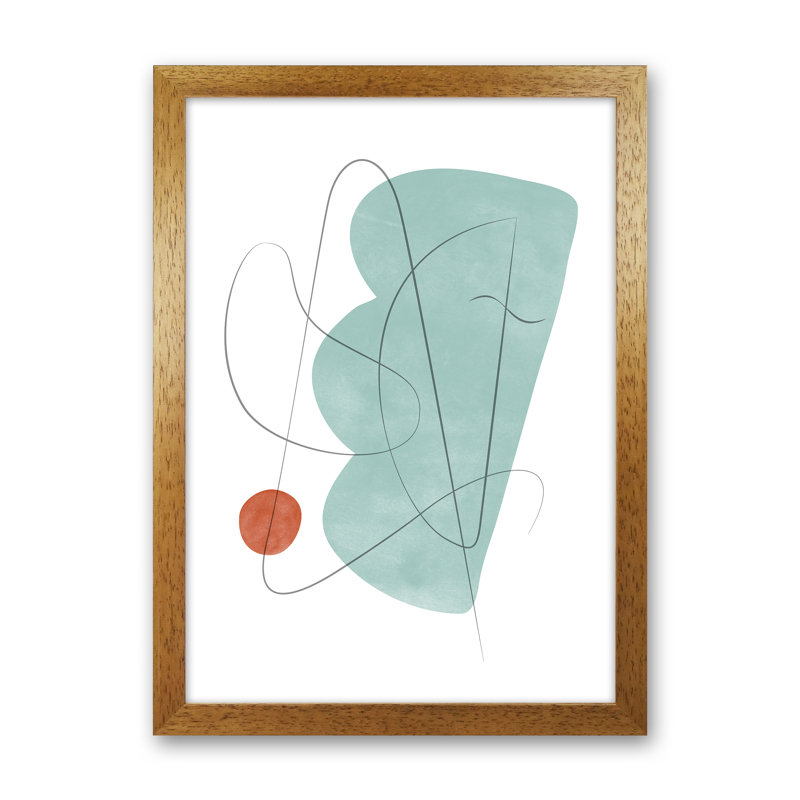 Abstraction With Grey Lines XI - Print, Brown Framed, 88cm H x 64cm W x 3cm D