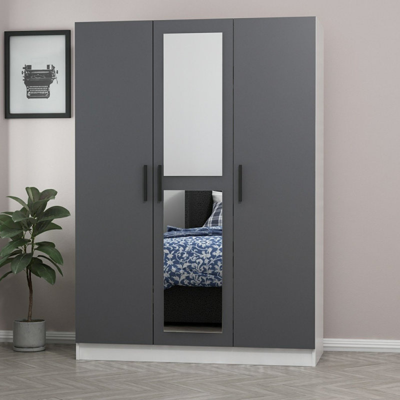Élégante garde-robe anthracite de 53,1 po x 74,8 po x 20,5 po | 100% panneau de particules enduit de mélamine, épaisseur: 0,7 pouce | Conception moderne de couleur unie, solution de rangement spacieuse pour la décoration de la chambre à coucher et de la maison