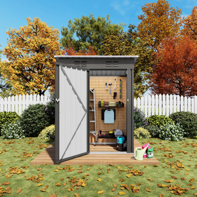Remise de rangement grise en métal 5 pi x 3 pi - pour le jardin et le rangement extérieur, durabilité élevée, équipement de ventilation pour articles divers, entretien minimal, instructions graphiques