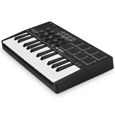 25 Keys Midi Keyboard Controller, Mini Portable Beat Maker Machine With Backlit Drum Pads, 8 Knoks