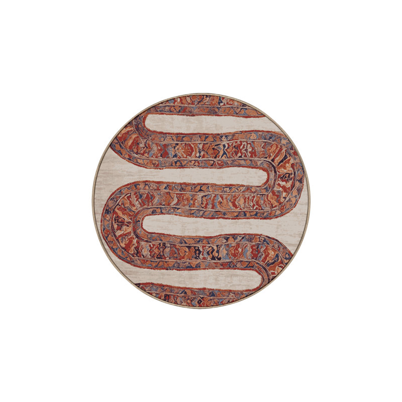 Tapis brun lavable à la machine, Rond 3 pi