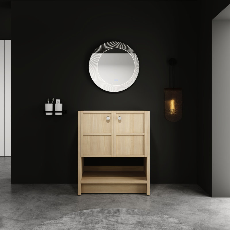 30" Bathroom Cabinet, Freestanding Oak Plywood With 2 Doors For Neat And Organized Storage Cabinet In Needs, 30"